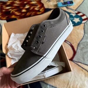 Vans Men's Low-Top Canvas Sneakers - Charcoal Gray with White Sole